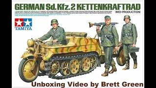Tamiya 1/35 Sd.Kfz. 2 Kettenkraftrad Unboxing Video by Brett Green. HyperScale Video Workshop #210