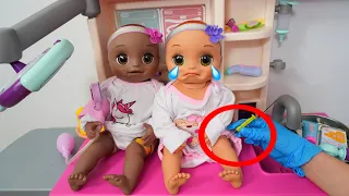 Baby Alive baby doll twins packing baby bag and check up Routine