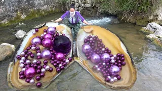 🎁Giant clams hiding under the mud and sand, nurturing charming precious purple pearls, so beautiful