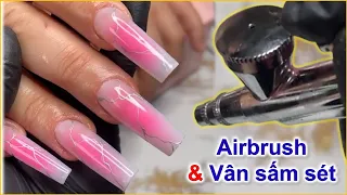 Cách xịt Airbrush và vẽ vân đá sấm sét | JadeTang Nailsjobs