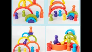 Richard’s Advice 1114265580 Baby Toy Wooden Toy Montessori Rainbow Building Blocks