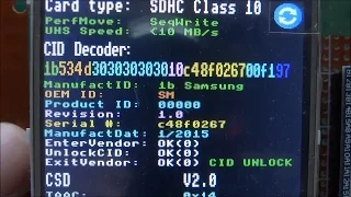 STM32 and Arduino Uno 3.5" LCD based portable SD card tester with CID unlock hack feature