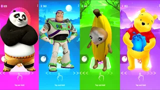 Kung Fu Panda 🔴 Buzz Lightyear 🔴 Banana Cat 🔴 Winnie the Pooh 🔴 Tiles Hop Edm Rush