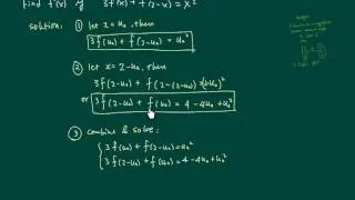 *Recursive Function: Find f(x) if 3f(x) + f(2-x) = x^2