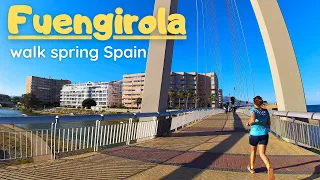 Fuengirola, Spain - spring walk along the sea. 4K Walk tour. Malaga