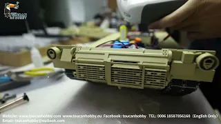 Customized 1/16 Abrams M1A2 Full Metal Military RC Tank 3918, barrel flash, TK16 board, smoking