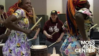 Ingoma Nshya drums with Virginia Tech students