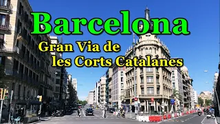 [[SPAIN-BARCELONA]] Walking Gran Via de les Corts Catalanes (Plaça d'Espanya to Plaça Universitat)