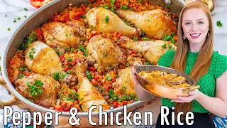 EASY One-Pot Pepper & Chicken Rice Recipe | with Smoked Paprika & Roasted Peppers