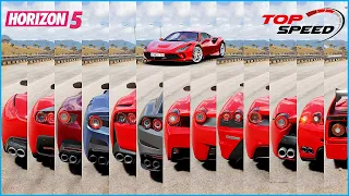 Top 30 Fastest Ferrari Cars - Forza Horizon 5 | Acceleration & Top Speed Challenge (All Tune)