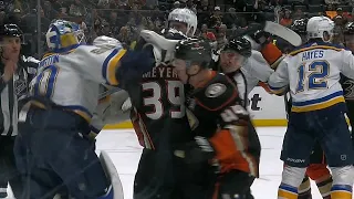 Jordan Binnington Goes After Ross Johnston, After Johnston High Sticks Tyler Tucker