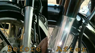 Royal Enfield front shocker polish and buffing technique | nickel polishing | Mehra Riderzz | DIY |