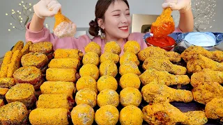 ASMR 뿌링뿌링뿌링뿌링클 특집!! 리얼먹방 :) chicken, a cheese ball, Mianbao Xia, Cheese sticks, hot dog MUKBANG