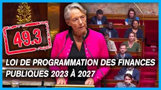 Élisabeth Borne recourt au 49.3 sur la loi de programmation des finances publiques 2023-2027