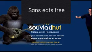 Souvlaki Hut Gorilla but the Gorilla is Sans