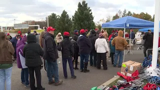 Trump supporters line up ahead of his rally in Scranton, Pennsylvania | AFP