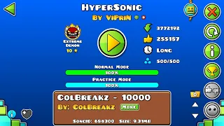 [Extreme Demon] HyperSonic by ViPriN and More - Geometry Dash | Henry03