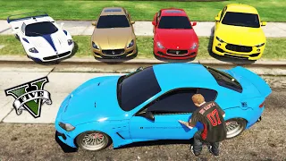 GTA 5 - Stealing Maserati Luxury Cars with Jimmy! |(GTA 5 Real Life Cars #52)