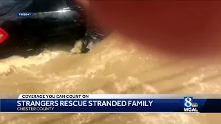 Chester County family rescued from flood waters