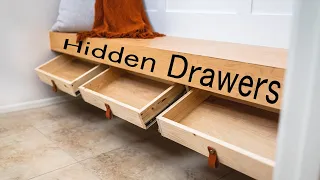 EASY and CHEAP Hidden Drawers Floating Bench/ Mud Room / Cheap and Easy DIY