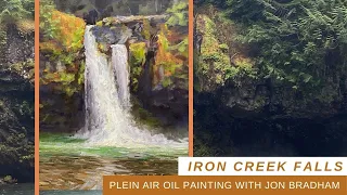 TRYING TO PAINT IN THIN LAYERS plein air oil painting at Iron Creek Falls