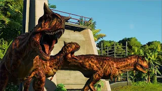 4 Carnotaurus vs 4 Ceratosaurus | Dino Fights Arena | Jurassic World Evolution 2