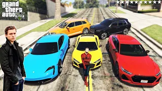 GTA 5 - Stealing Spider Man Cars With Michael!| Michael Becomes Spiderman | (Real Life Cars #13)