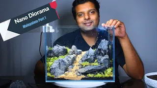 How to setup nano planted aquarium diorama style aquascape. Part 1 Malayalam