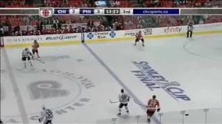 NHL: Chris Pronger Drills Patrick Kane Game 3 6/2/10