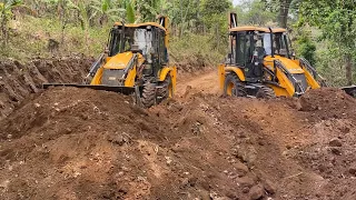 Giving New Shape for Remote Mountain Village Road Clearing Road Dirt and Leveling it-JCB Video