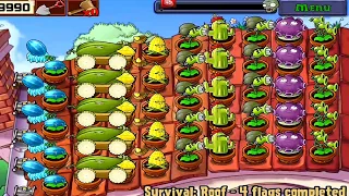 Plants vs Zombies : Survival Roof - 5 Flags Completed | Team Plants vs All Zombies Gameplay