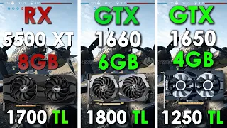 RX 5500 XT 8GB vs GTX 1660 vs GTX 1650 Test in 10 Games