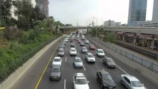 The daily traffic jam at the entrance to Tel Aviv, Israel. August 2014