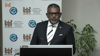 Fijian Minister Faiyaz Koya holds a press conference on commencement of the Open Taxi Ranking System