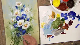Painting Spring Flowers in Acrylics: Delphiniums & Daisies