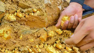 Treasure Hunting! Find and Dig up for a lot of Gold Nuggets under Stone at Mountain, Mining Exciting