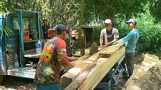 Penggergajian sisa kayu nyampoh di buat balok