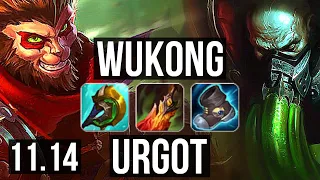 WUKONG vs URGOT (TOP) | 2.5M mastery, 8/1/4, 500+ games | NA Master | v11.14