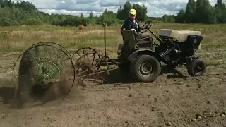 Уборка картошки самодельным трактором