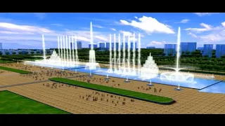 Myanmar Yangon  capital city large music water fountain