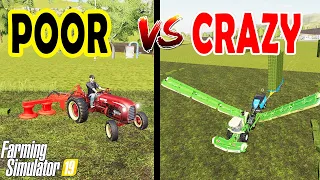 Farming Simulator 19: Poor Farmer VS Crazy Farmer ! Grass job with Fantastic Vehicles!