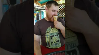 Drunk man tries to eat Ice cream