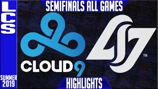 C9 vs CLG Highlights ALL GAMES | LCS Summer 2019 Playoffs Semifinals | Cloud9 v Counter Logic Gaming