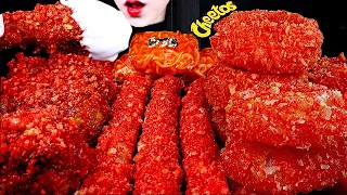 ASMR SPICY FIRE NOODLES, FRIED CHICKEN, ONION RING, CHEESE STICKS, CHEETOS, 치킨, 불닭볶음면, 불닭쌈 먹방MUKBANG