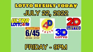 JULY 22, 2022 (FRIDAY) 9PM RESULT #lottoresulttoday #resulttoday #RESULTTODAYJULY222022