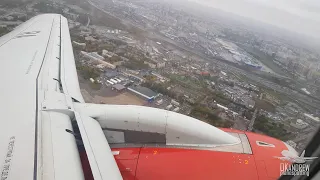 Superjet 100. Turbulent take-off brings downpour from St. Petersburg. Fifth time flying on it.