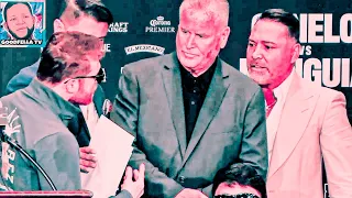 Canelo Presses Oscar De La Hoya at Munguia Press Conference After ODLH Brings Up PED History!!!