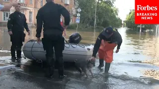 Footage Emerges Of Evacuation Efforts In Kherson, Ukraine, After Dam Collapses