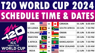 T20 World Cup 2024 schedule: ICC T20 World Cup 2024 Schedule Time Table | T20 World Cup Schedule