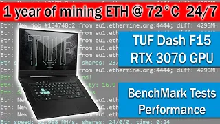 BenchMark Tests after 1YR of Mining ETH 24/7 on TUF Dash F15 Gaming Laptop RTX 3070 GPU Performance